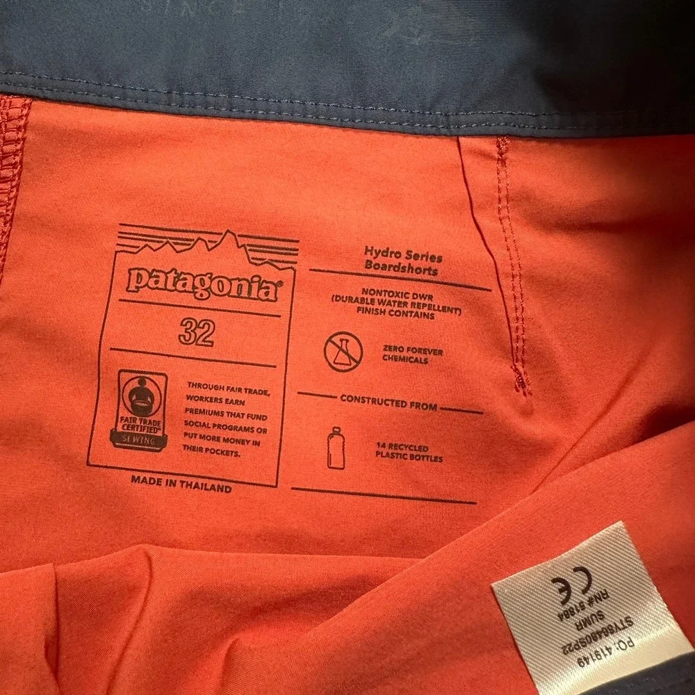 Patagonia Hydropeak Board Shorts 32 Sumac Red Swim Trunks - Picture 5 of 7